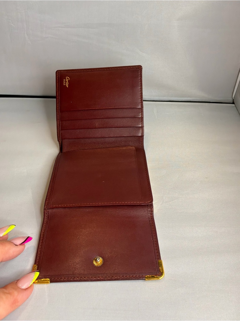 Cartier Burgundy Leather Wallet with Gold Accents - Picture 5 of 7